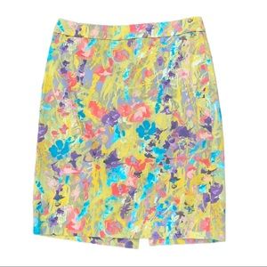 J. Crew Factory Floral Watercolor Print Pencil Skirt